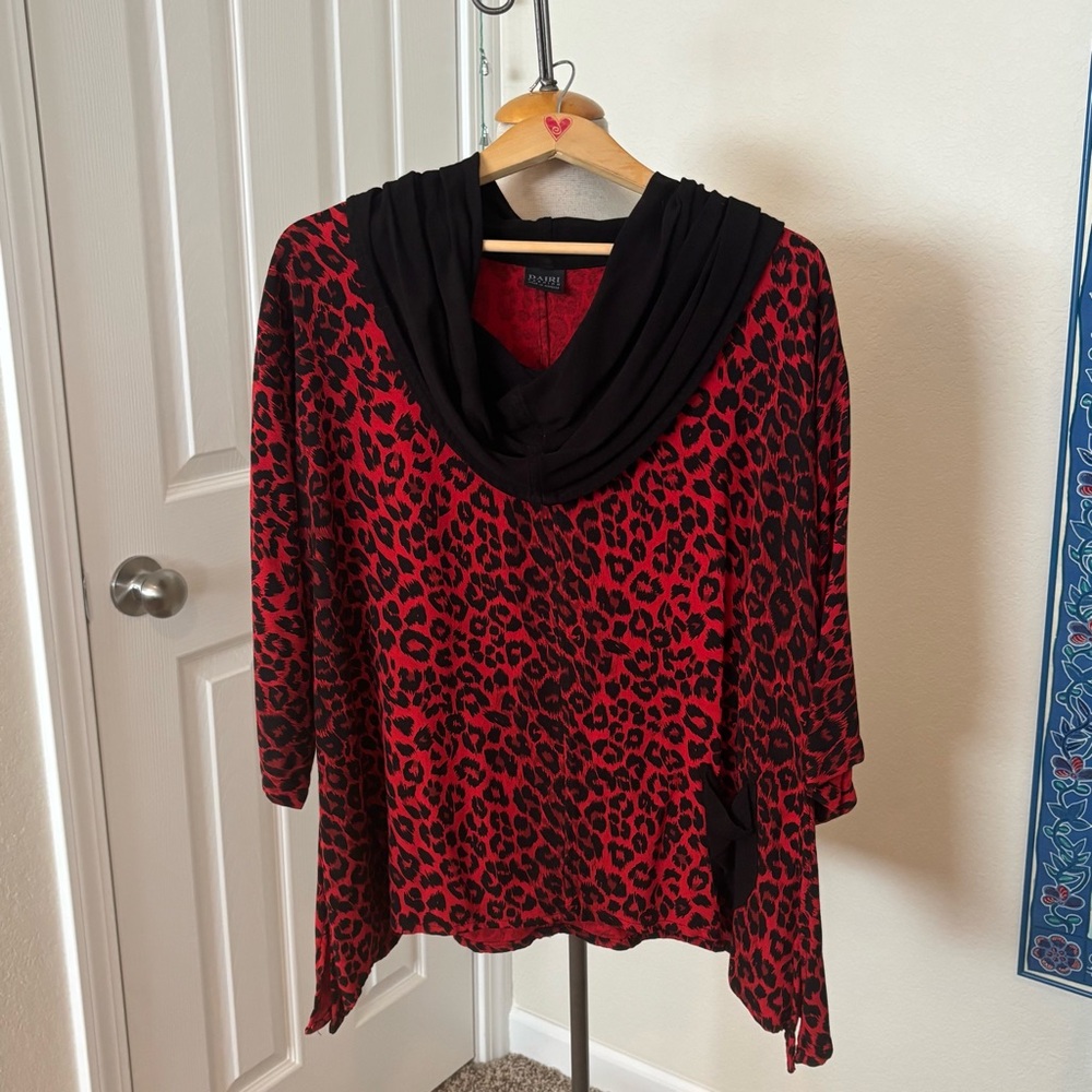 Red and Black Leopard Print Top